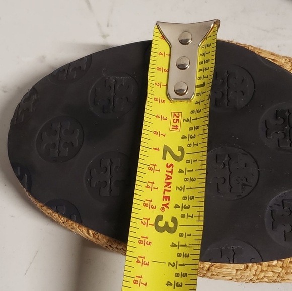 Tory Burch Reva Black & Raffia Straw Woven Flats Size 8.M - Picture 9 of 10